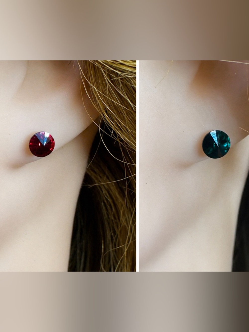 Crystal Stud Earrings Set – Made with Swarovski Elements – Red & Green NWT